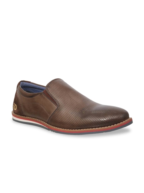 

ID Men Brown Leather Slip-On Sneakers