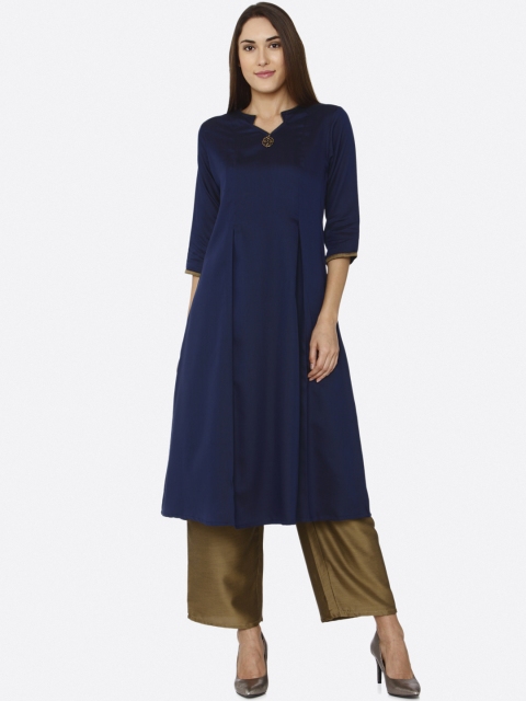 

shiloh Women Blue Solid A-Line Kurta