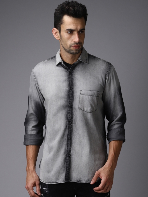 

Bene Kleed Men Grey Smart Slim Fit Faded Casual Shirt