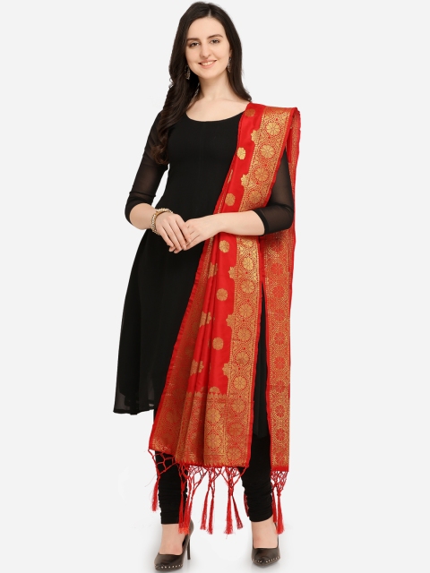 

Blissta Red Woven Design Dupatta