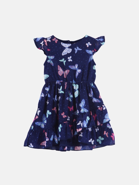 

Beebay Girls Navy Blue Striped Fit and Flare Dress