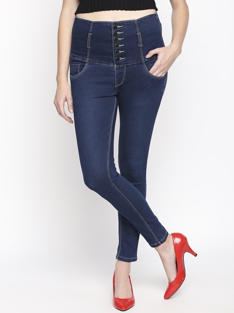 fungus Women Blue Slim Fit High-Rise Clean Look Stretchable Jeans