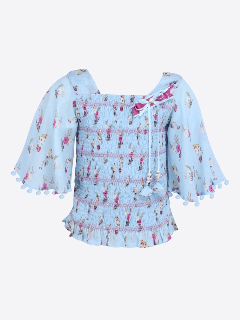 

CUTECUMBER Girls Blue Printed Top