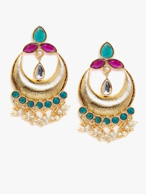 

PANASH Gold-Plated & Pink Chandelier Crescent Shaped Chandbalis