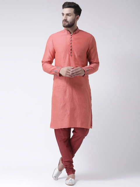 

I Know Men Pink Embroidered Straight Kurta