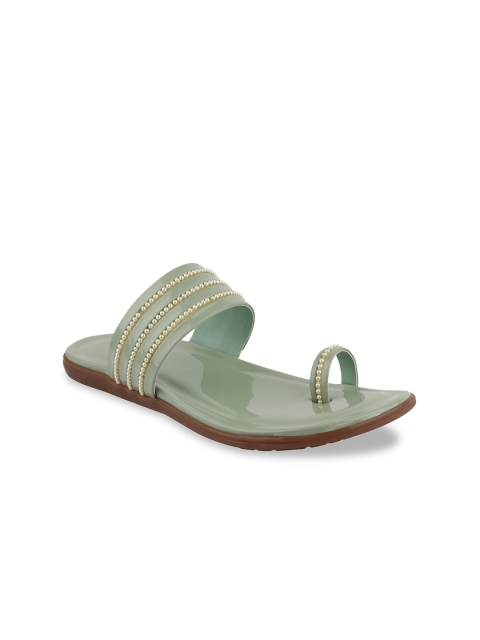 

Shoetopia Women Green Embellished One Toe Flats