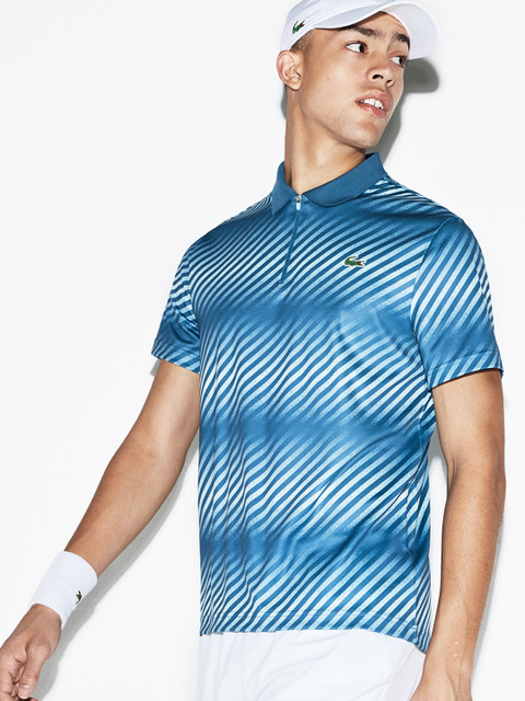 

Lacoste Men Blue Striped Polo Collar T-shirt