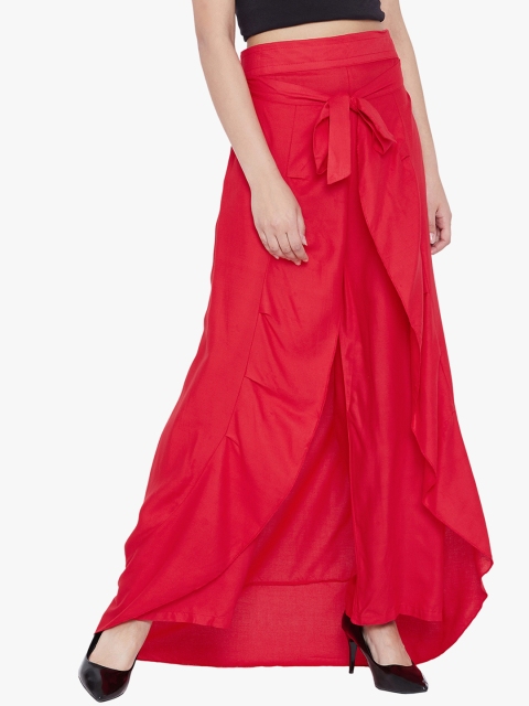

AASK Women Red Flared Solid Palazzos