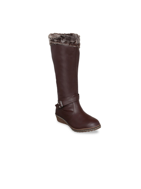 

MSC Women Brown Solid Heeled Boots