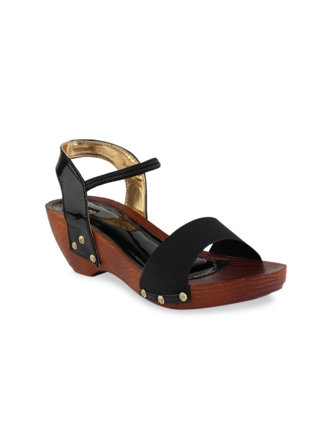 

Shoetopia Women Black Solid Sandals