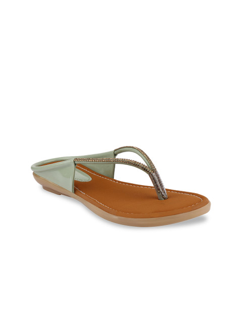 

Shoetopia Women Green Embellished Open Toe Flats