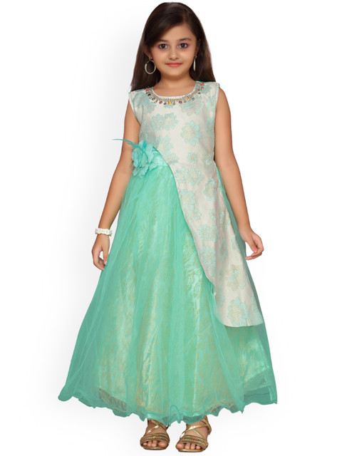 

Kidling Girls Green Self Design A-Line Dress