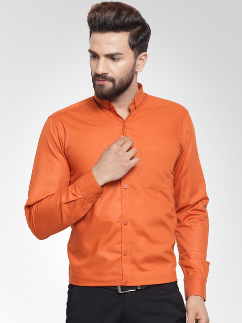 

JAINISH Men Orange Classic Slim Fit Solid Formal Shirt