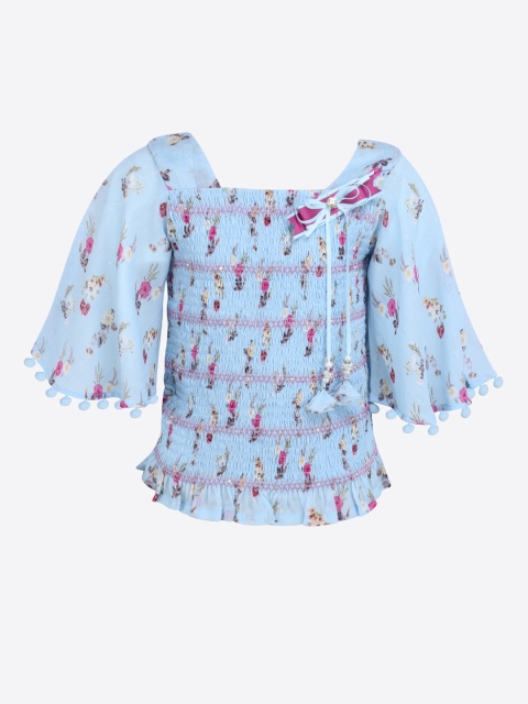 

CUTECUMBER Girls Blue Printed Top