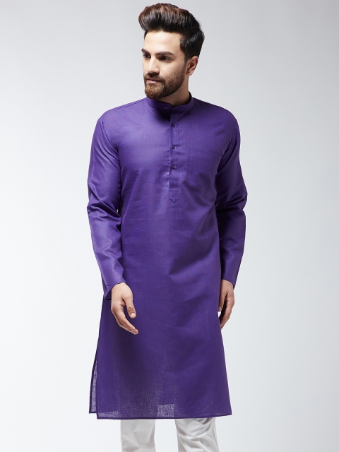 

SOJANYA Men Purple Solid Straight Kurta