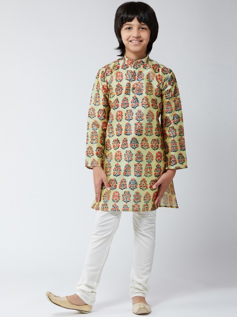 

SOJANYA Boys Beige & Off-White Printed Kurta with Churidar