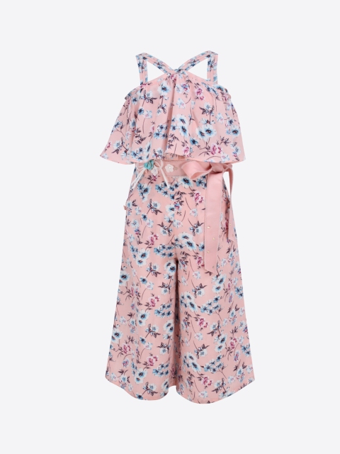 

CUTECUMBER Peach-Coloured Printed Culotte Jumpsuit