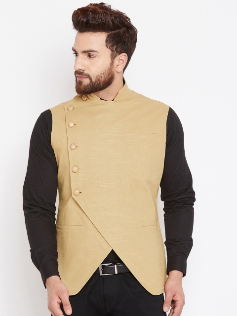 

Hypernation Men Beige Solid Waistcoat