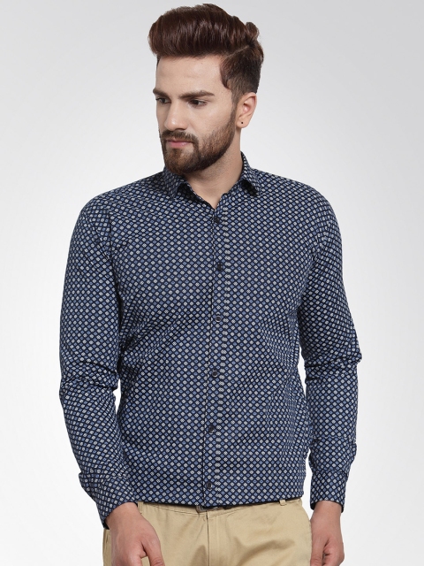 

JAINISH Men Navy Blue Classic Slim Fit Printed Formal Shirt