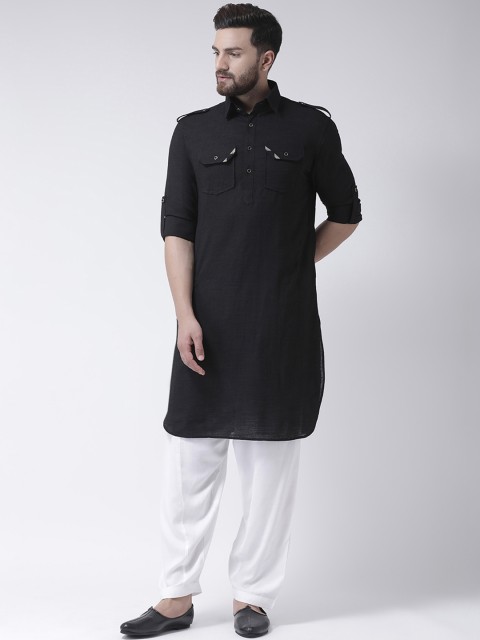 

I Know Men Black Solid Pathani Kurta