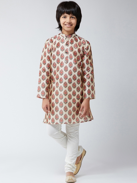 

SOJANYA Boys Red & Off-White Printed Kurta with Churidar