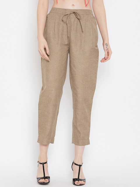 

Bitterlime Women Brown Relaxed Regular Fit Solid Peg Trousers