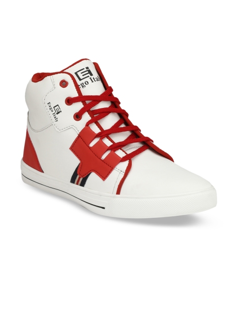 

Eego Italy Men White Solid Synthetic Mid-Top Sneakers