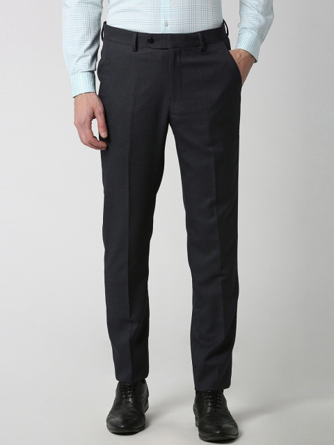 

Peter England Men Black Slim Fit Self Design Formal Trousers