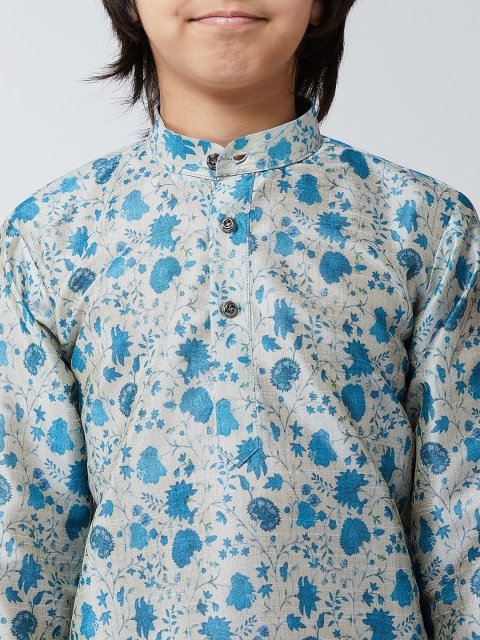 

SOJANYA Boys Blue & Off-White Printed Kurta with Churidar