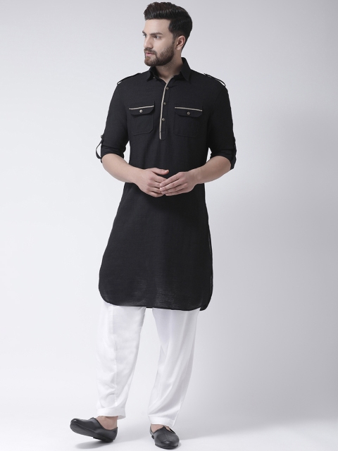 

I Know Men Black Solid Pathani Kurta
