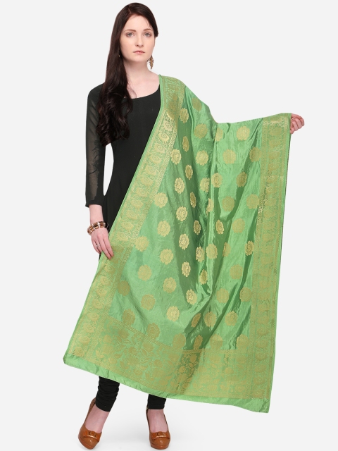 

mf Women Green Woven Design Banarasi Silk Dupatta