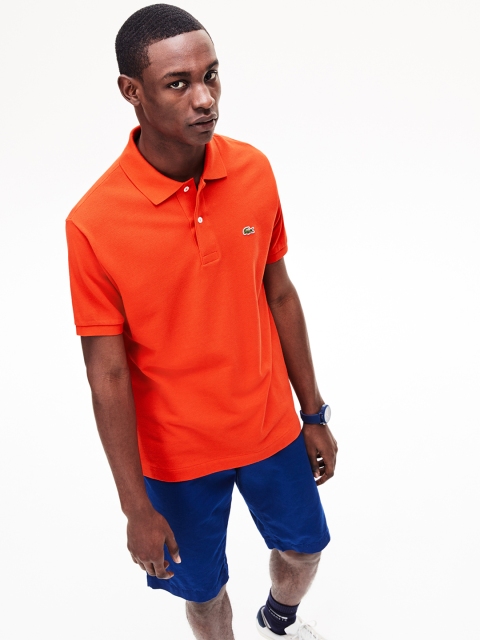 

Lacoste Men Orange Solid Polo Collar T-shirt