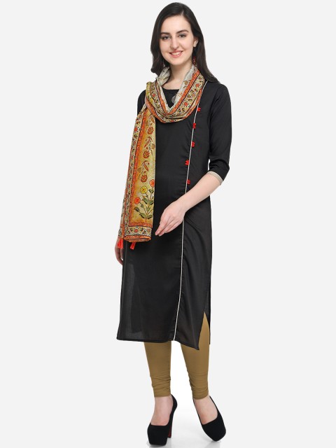 

Stylee LIFESTYLE Women Black Solid Straight Kurta