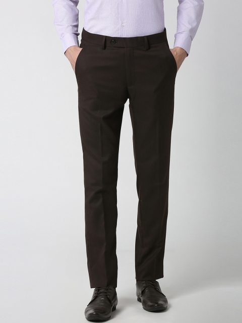 

Peter England Men Coffee Brown Slim Fit Solid Formal Trousers