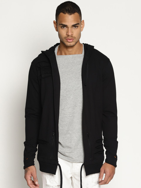 

KULTPRIT Men Black Solid Hooded Sweatshirt