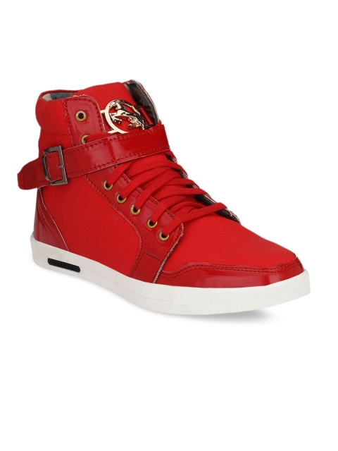 

Eego Italy Men Red Solid Canvas High-Top Sneakers