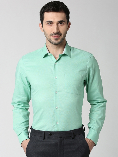 

Peter England Men Green Slim Fit Self Design Formal Shirt