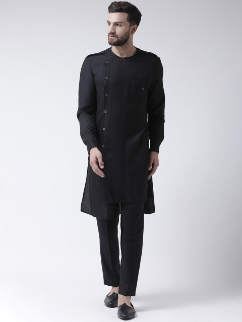 

I Know Men Black Solid Pathani Kurta