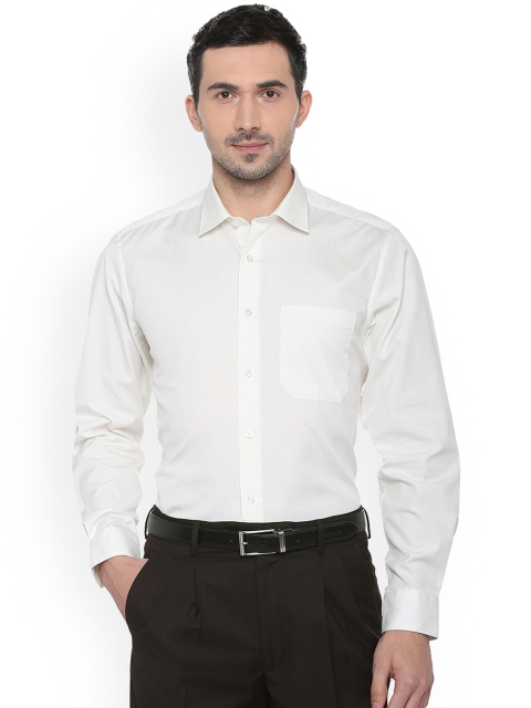 Louis Philippe Men White Slim Fit Solid Formal Shirt