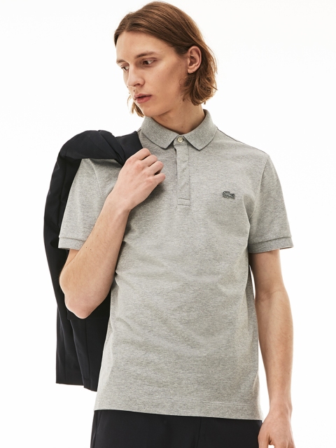 

Lacoste Men Grey Melange Solid Polo Collar T-shirt