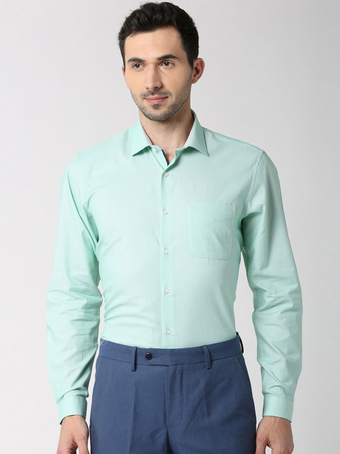 

Peter England Men Green Regular Fit Self Design Formal Shirt