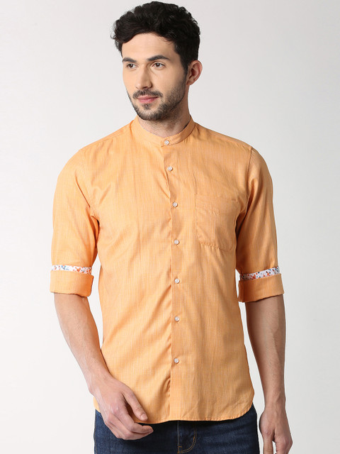 

Peter England Men Peach-Coloured Slim Fit Self Design Casual Shirt