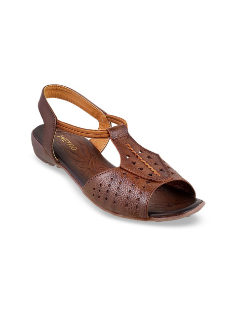 

Metro Women Brown Solid Open Toe Flats