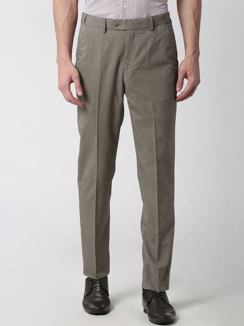 

Peter England Men Grey Slim Fit Self Design Formal Trousers