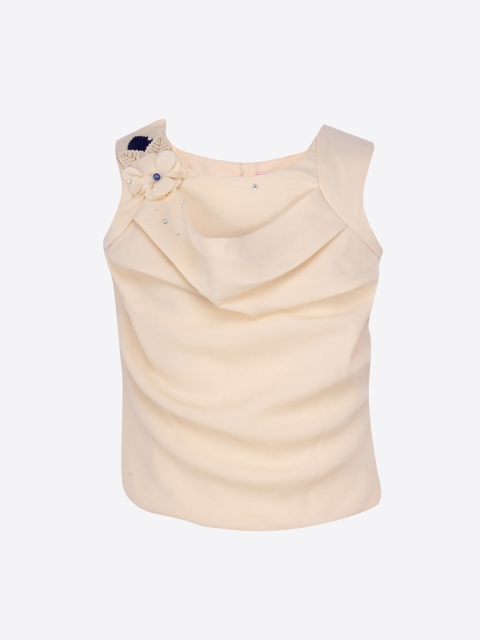 

CUTECUMBER Girls Cream-Coloured Embellished Top