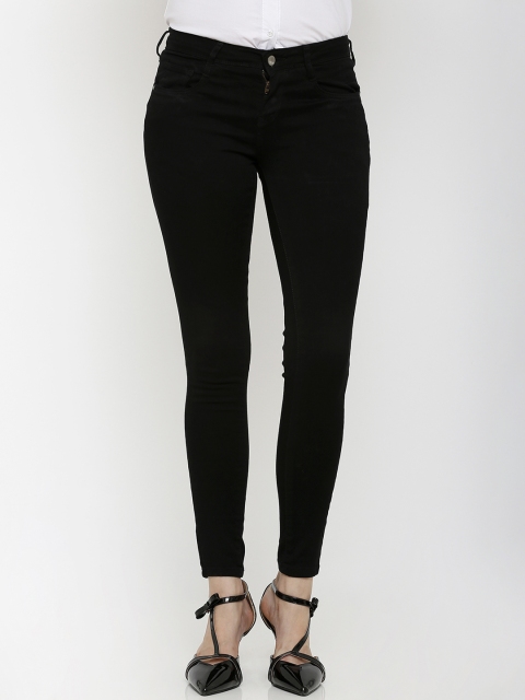 

Kraus Jeans Women K4068 Black Super Skinny Fit Mid-Rise Clean Look Jeans