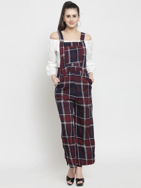 

Global Republic Women Navy Blue & Red Checked Dungaree