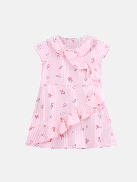

Beebay Girls Pink Printed Fit and Flare Dress