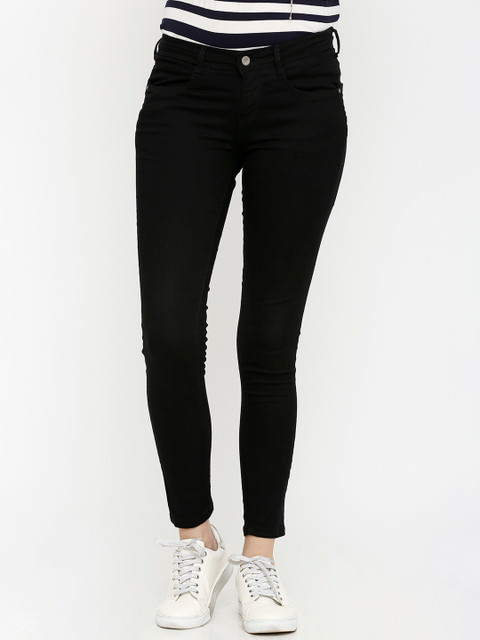 

Kraus Jeans Women K4068 Black Super Skinny Fit Mid-Rise Clean Look Jeans