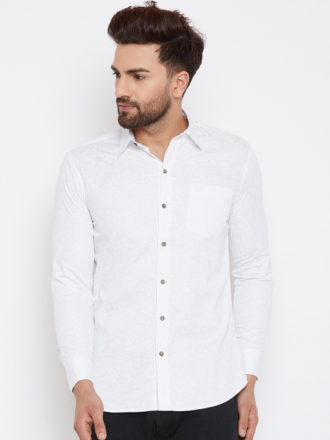 

Duke Men White Slim Fit Printed Casual Shirt